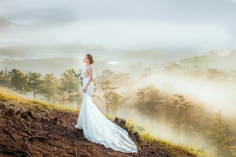 Bride in Trendy Wedding Dress